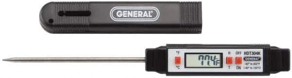 General - -40 to 302°F, -40 to 150°C, Digital Pocket Thermometer - Accurate to 1.8°F, Stainless Steel - USA Tool & Supply