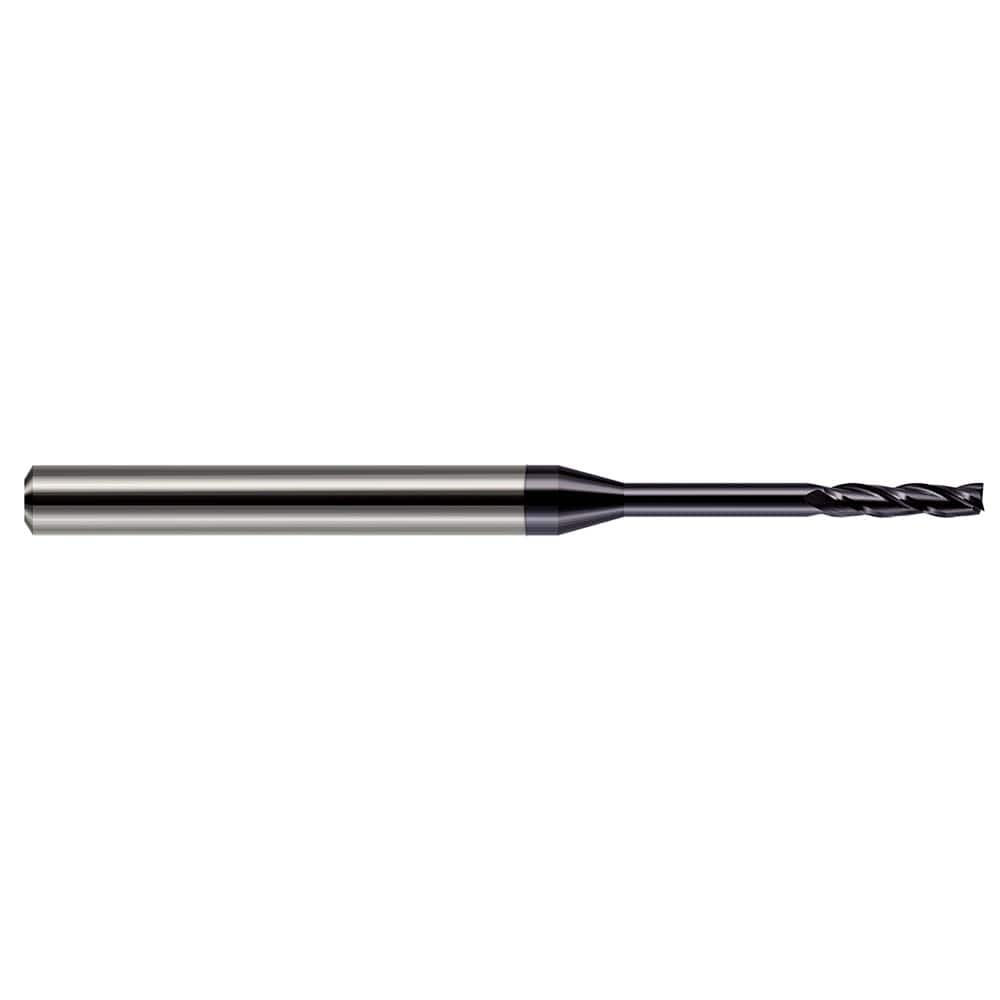 Square End Mill: 1/32'' Dia, 0.155'' LOC, 1/8'' Shank Dia, 2-1/2'' OAL, 3 Flutes, Solid Carbide Single End, AlTiN Finish, 30 ° Helix, Centercutting, RH Cut, RH Flute