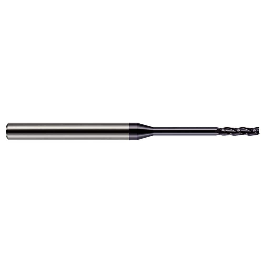 Square End Mill: 3/32'' Dia, 1/2'' LOC, 1/8'' Shank Dia, 2-1/2'' OAL, 4 Flutes, Solid Carbide Single End, AlTiN Finish, 30 ° Helix, Centercutting, RH Cut, RH Flute