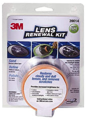 3M - 4 Piece Automotive Headlight Lens Restoration System Kit - Masking Tape, Sanding Discs, Polishing Pad, Compound - USA Tool & Supply