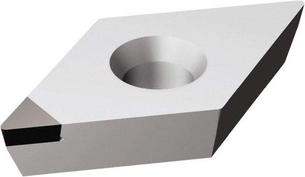Sandvik Coromant - DCMW32.51 FP Grade CD05 Polycrystalline Diamond (PCD) Turning Insert - Uncoated, 55° Diamond, 3/8" Inscr Circle, 5/32" Thick, 1/64" Corner Radius - USA Tool & Supply