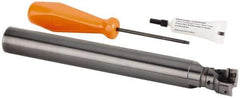 Kennametal - 26mm Cut Diam, 28mm Max Depth of Cut, 25mm Shank Diam, 220mm OAL, Indexable Square Shoulder Helical End Mill - GOMT 13T3.., JOMT 13T3.. Inserts, Cylindrical Shank, 0° Lead Angle, Series KDMR - USA Tool & Supply