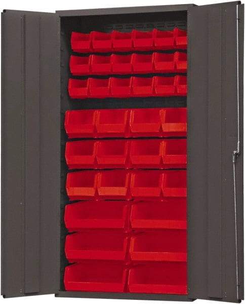 Durham - 36 Bin Storage Cabinet - Steel, 36" Wide x 18" Deep x 72" High, Red - USA Tool & Supply
