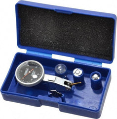 Fowler - 0.03 Inch Range, 0.0005 Inch Dial Graduation, Horizontal Dial Test Indicator - 1 Inch Black Dial, 0-15-0 Dial Reading - USA Tool & Supply