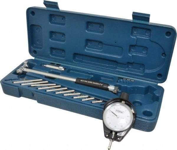 Fowler - 11 Anvil, 2 to 6" Dial Bore Gage - 0.0005" Graduation, 6" Gage Depth, Carbide Anvil - USA Tool & Supply