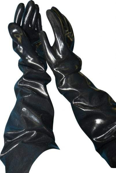 Ansell - Size XL (10), 31" Long, 80 mil Thick, Supported, Neoprene Chemical Resistant Gloves - Smooth Finish, Cotton Lined, Shoulder Length Cuff, ANSI Abrasion Level 3, ANSI Cut Level 2, Black - USA Tool & Supply