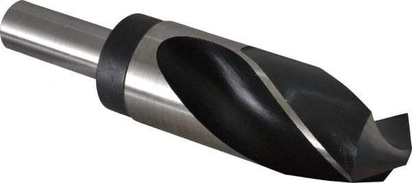 Hertel - 1-1/2" Drill, 118° Point, High Speed Steel Silver Deming & Reduced Shank Drill Bit - Oxide Finish, 6" OAL, Straight Shank, 3" Flute Length - USA Tool & Supply