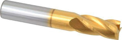 Hertel - 9/16", 1-1/8" LOC, 9/16" Shank Diam, 3-1/2" OAL, 4 Flute, Solid Carbide Square End Mill - Single End, TiN Finish, 30° Helix, Centercutting, Right Hand Cut - USA Tool & Supply