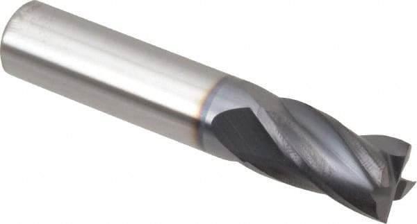 Hertel - 3/8", 5/8" LOC, 3/8" Shank Diam, 2" OAL, 4 Flute, Solid Carbide Square End Mill - Single End, AlTiN Finish, Spiral Flute, 30° Helix, Centercutting, Right Hand Cut, Right Hand Flute - USA Tool & Supply