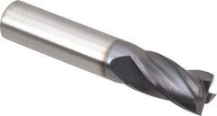 Hertel - 3/8", 5/8" LOC, 3/8" Shank Diam, 2" OAL, 4 Flute, Solid Carbide Square End Mill - Single End, AlTiN Finish, Spiral Flute, 30° Helix, Centercutting, Right Hand Cut, Right Hand Flute - USA Tool & Supply
