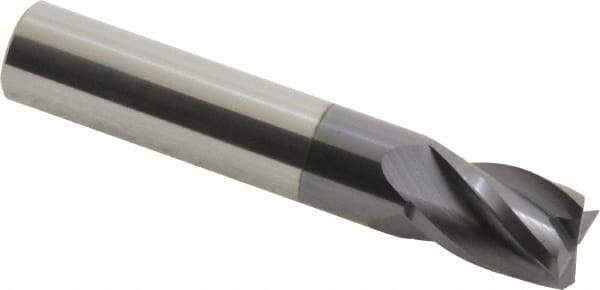Hertel - 7/16", 5/8" LOC, 7/16" Shank Diam, 2-1/2" OAL, 4 Flute, Solid Carbide Square End Mill - Single End, AlTiN Finish, Spiral Flute, 30° Helix, Centercutting, Right Hand Cut, Right Hand Flute - USA Tool & Supply