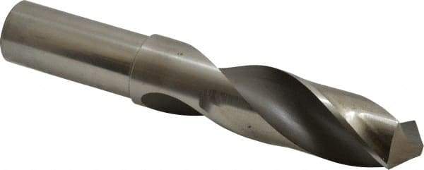 Hertel - 1-1/8" 118° High Speed Steel Screw Machine Drill Bit - Bright Finish, Right Hand Cut, 4" Flute Length, 6-3/8" OAL - USA Tool & Supply