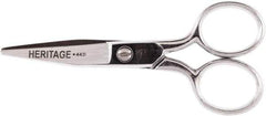 Heritage Cutlery - 1-3/4" LOC, 4-1/8" OAL Chrome Plated Standard Scissors/Shears - Right Hand, Steel Straight Handle, For Crafts - USA Tool & Supply