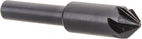 Hertel - 3/8" Head Diam, 1/4" Shank Diam, 6 Flute 82° High Speed Steel Countersink - USA Tool & Supply