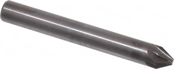 Hertel - 1/4" Head Diam, 1/4" Shank Diam, 6 Flute 60° High Speed Steel Countersink - USA Tool & Supply