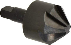 Hertel - 2" Head Diam, 1" Shank Diam, 6 Flute 90° High Speed Steel Countersink - 4-3/8" OAL, Straight Shank - USA Tool & Supply