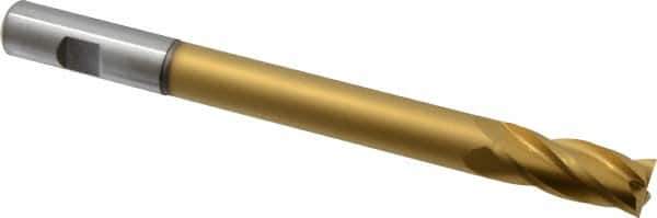 Hertel - 5/8", 1-1/2" LOC, 5/8" Shank Diam, 7-1/8" OAL, 4 Flute, High Speed Steel Square End Mill - Single End, TiN Finish, Centercutting, Right Hand Cut - USA Tool & Supply