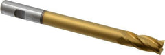 Hertel - 5/8", 1-1/2" LOC, 5/8" Shank Diam, 7-1/8" OAL, 4 Flute, High Speed Steel Square End Mill - Single End, TiN Finish, Centercutting, Right Hand Cut - USA Tool & Supply