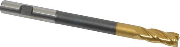 Hertel - 3/8", 1" LOC, 3/8" Shank Diam, 5" OAL, 4 Flute, High Speed Steel Square End Mill - Single End, TiN Finish, Right Hand Cut - USA Tool & Supply