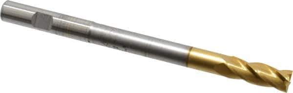 Hertel - 3/8", 1" LOC, 3/8" Shank Diam, 5" OAL, 4 Flute, High Speed Steel Square End Mill - Single End, TiN Finish, Centercutting, Right Hand Cut - USA Tool & Supply