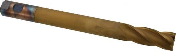 Hertel - 1", 2-1/2" LOC, 1" Shank Diam, 10-1/4" OAL, 4 Flute, High Speed Steel Square End Mill - Single End, TiN Finish, Centercutting, Right Hand Cut - USA Tool & Supply