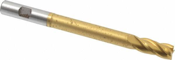 Hertel - 1/2", 1-1/4" LOC, 1/2" Shank Diam, 6" OAL, 4 Flute, High Speed Steel Square End Mill - Single End, TiN Finish, Centercutting, Right Hand Cut - USA Tool & Supply
