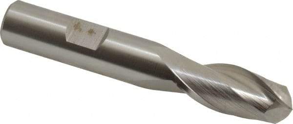 Hertel - 13mm Diam, 1-1/8" LOC, 2 Flute Cobalt Ball End Mill - Uncoated, Single End, 3-1/8" OAL, 1/2" Shank Diam - USA Tool & Supply