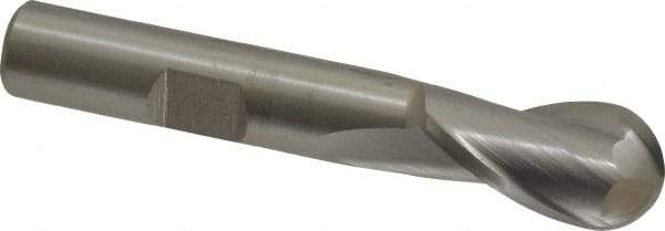 Hertel - 12mm Diam, 13/16" LOC, 2 Flute Cobalt Ball End Mill - Uncoated, Single End, 2-1/2" OAL, 3/8" Shank Diam - USA Tool & Supply