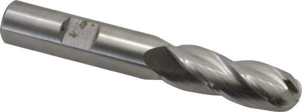 Hertel - 13mm Diam, 1-1/4" LOC, 4 Flute Cobalt Ball End Mill - Uncoated, Single End, 3-1/4" OAL, 1/2" Shank Diam - USA Tool & Supply