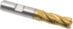 Hertel - 1/2" Diam, 1-1/4" LOC, 4 Flute Cobalt Roughing & Finishing Square End Mill - TiN Finish, 3-1/4" OAL, 1/2" Shank Diam, Weldon Shank, Centercutting - USA Tool & Supply