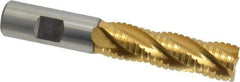 Hertel - 3/4" Diam, 2-1/2" LOC, 4 Flute Cobalt Roughing & Finishing Square End Mill - TiN Finish, 4-5/8" OAL, 3/4" Shank Diam, Weldon Shank, Centercutting - USA Tool & Supply