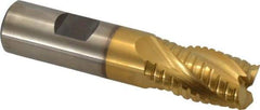 Hertel - 3/4" Diam, 1-1/4" LOC, 4 Flute Cobalt Roughing & Finishing Square End Mill - TiN Finish, 3-1/2" OAL, 3/4" Shank Diam, Weldon Shank, Centercutting - USA Tool & Supply