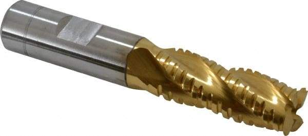 Hertel - 5/8" Diam, 1-5/8" LOC, 4 Flute Cobalt Roughing & Finishing Square End Mill - TiN Finish, 3-3/4" OAL, 5/8" Shank Diam, Weldon Shank, Centercutting - USA Tool & Supply