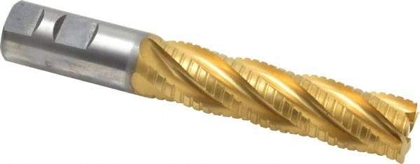 Hertel - 1" Diam, 4" LOC, 5 Flute Cobalt Roughing & Finishing Square End Mill - TiN Finish, 6-1/2" OAL, 1" Shank Diam, Weldon Shank, Centercutting - USA Tool & Supply