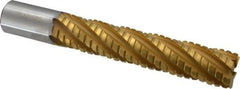 Hertel - 1-1/4" Diam, 6" LOC, 6 Flute Cobalt Roughing & Finishing Square End Mill - TiN Finish, 8-1/2" OAL, 1-1/4" Shank Diam, Weldon Shank, Centercutting - USA Tool & Supply