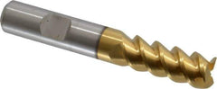 Hertel - 1/2" Diam, 1-1/4" LOC, 3 Flute Powdered Metal Roughing & Finishing Square End Mill - TiN Finish, 3-1/4" OAL, 1/2" Shank Diam, Weldon Shank, 60° Helix, Centercutting - USA Tool & Supply