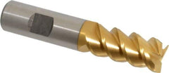 Hertel - 3/4" Diam, 1-5/8" LOC, 4 Flute Powdered Metal Roughing & Finishing Square End Mill - TiN Finish, 3-7/8" OAL, 3/4" Shank Diam, Weldon Shank, 60° Helix, Centercutting - USA Tool & Supply