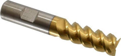 Hertel - 5/8" Diam, 1-5/8" LOC, 3 Flute Powdered Metal Roughing & Finishing Square End Mill - TiN Finish, 3-3/4" OAL, 5/8" Shank Diam, Weldon Shank, 60° Helix, Centercutting - USA Tool & Supply