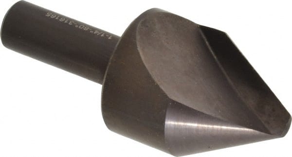 Hertel - 1-1/4" Head Diam, 1/2" Shank Diam, 1 Flute 60° High Speed Steel Countersink - USA Tool & Supply