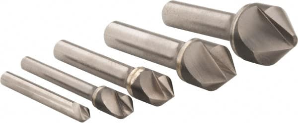 Hertel - 5 Piece, 1/4 to 1" Head Diam, 82° Included Angle, Countersink Set - USA Tool & Supply