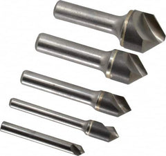 Hertel - 5 Piece, 1/4 to 1" Head Diam, 90° Included Angle, Countersink Set - USA Tool & Supply