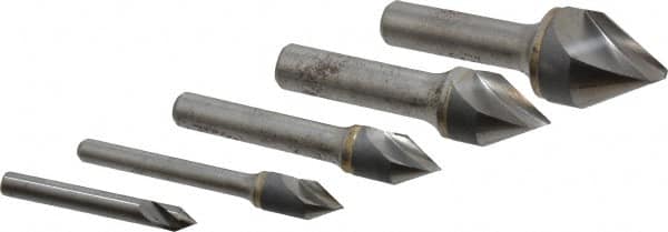 Hertel - 5 Piece, 1/4 to 1" Head Diam, 60° Included Angle, Countersink Set - USA Tool & Supply