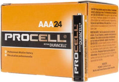 Duracell - Size AAA, Alkaline, 24 Pack, Standard Battery - 1.5 Volts, Button Tab Terminal - USA Tool & Supply