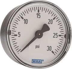 Wika - 2" Dial, 1/4 Thread, 0-30 Scale Range, Pressure Gauge - Center Back Connection Mount, Accurate to 3-2-3% of Scale - USA Tool & Supply