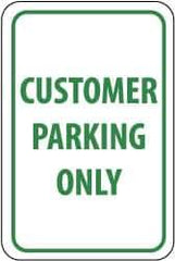 NMC - "Customer Parking Only", 12" Wide x 18" High, Aluminum Reserved Parking Signs - 0.04" Thick, Green on White, Rectangle, Wall Mount - USA Tool & Supply