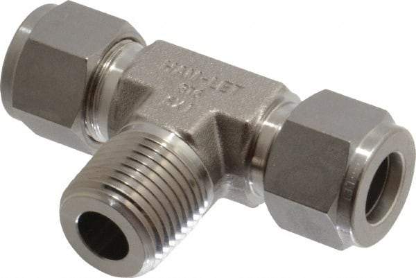 Ham-Let - 1/2" OD, Grade 316Stainless Steel Male Branch Tee - Comp x Comp x MNPT Ends - USA Tool & Supply