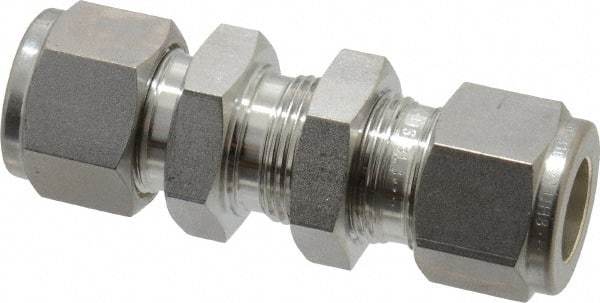 Ham-Let - 1/2" OD, Grade 316Stainless Steel Bulkhead Union - Comp x Comp Ends - USA Tool & Supply