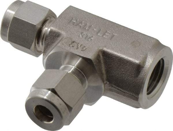 Ham-Let - 1/4" OD, Grade 316Stainless Steel Female Run Tee - Comp x FNPT x Comp Ends - USA Tool & Supply