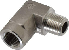 Ham-Let - 1/2" Grade 316 Stainless Steel Pipe 90° Street Elbow - FNPT x MNPT End Connections, 4,600 psi - USA Tool & Supply