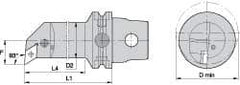 Kennametal - Right Hand Cut, Size KM63, DN.. Insert Compatiblity, Internal Modular Turning & Profiling Cutting Unit Head - 27mm Ctr to Cutting Edge, 140mm Head Length, Through Coolant, Series Kenlever - USA Tool & Supply